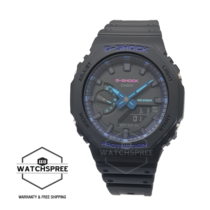[Watchspree] Casio G-Shock Special Colour Model Carbon Core Guard Structure Black Resin Band Watch GA2100VB-1A GA-2100VB-1A