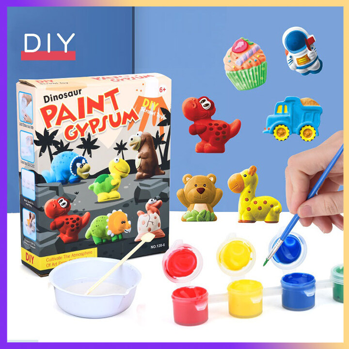 Paint Gypsum Scrawl Painting Toy | Making Plaster Molds | DIY Magnetic Fridge Stick | STEM Birthday Gift for Kids Boys and Girls | Dinosaur, Cars, Animals, Princess | Kindergarten Arts and Crafts